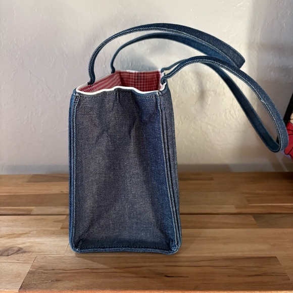 Vintage Kate Spade New York Denim Shoulder Bag – Made in USA – Gingham Lining - Picture 5 of 16